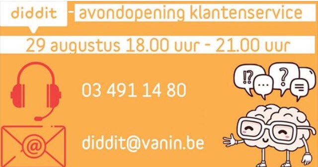 croonenborghs's tweet photo. Vanavond 29 augustus 2017 is de #diddit-klantenservice er ook voor u!
#onderwijs https://t.co/f8I7r3NyUD