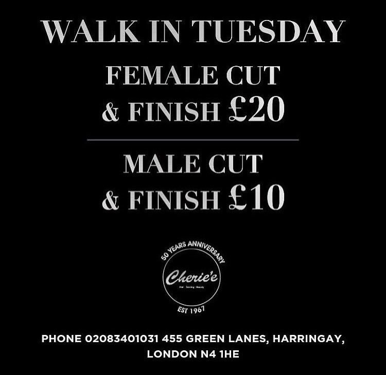 CheriesSalon's tweet photo. Do you love #WalkInTuesday as much as we doβ€οΈππ½? #Harringay #LondonSalon #GreenLanes #N4 #HairGoals #SalonGoals #HairTransformation https://t.co/32LUsmOToq