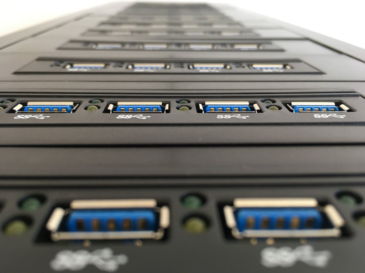 MiraySoftware's tweet photo. 48 USB sticks. Cloned at once. Up to 156. With one system. After over a year of development, we present the first #prototype of #CopyStation https://t.co/wWHVTXkcDd