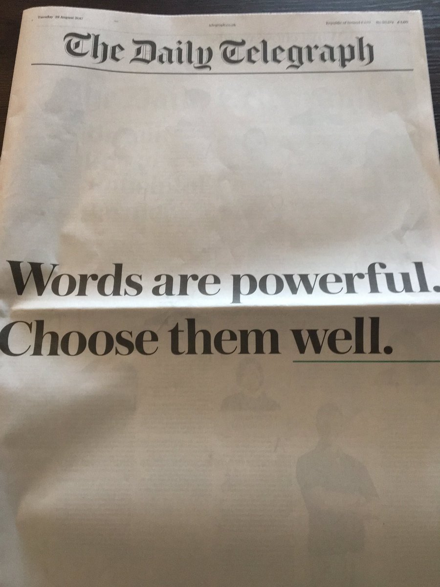 ElianaChessa's tweet photo. "Words are powerful. Choose them well" @Telegraph #dailytelegraph #journalism #Scotland #UK #Newspaper #nicereading https://t.co/pdm3cNlz11