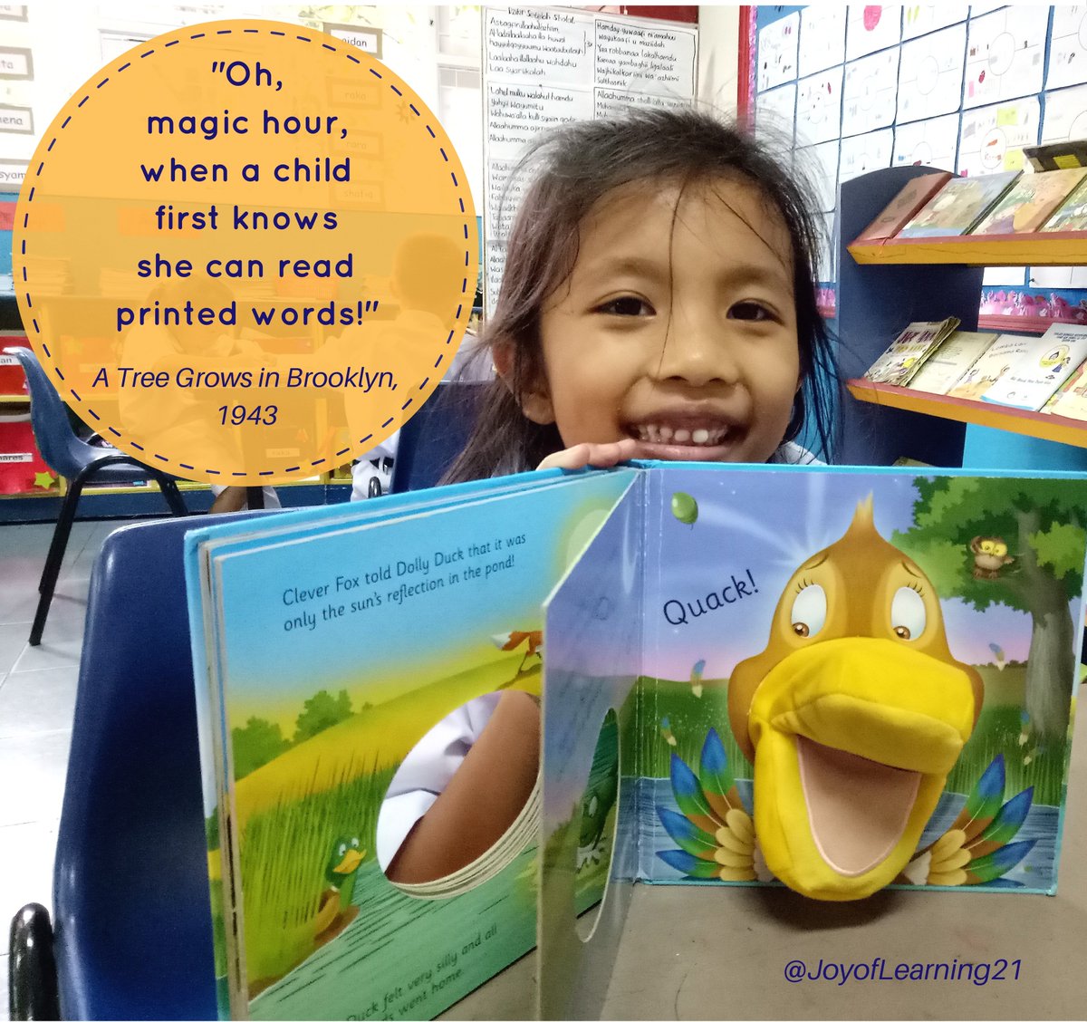 JoyofLearning21's tweet photo. "Oh, magic hour, when a child first knows she can read printed words!" - A Tree Grows in Boston, 1943
#amreading #elemchat #earlyedchat https://t.co/TIyeHt8PK7