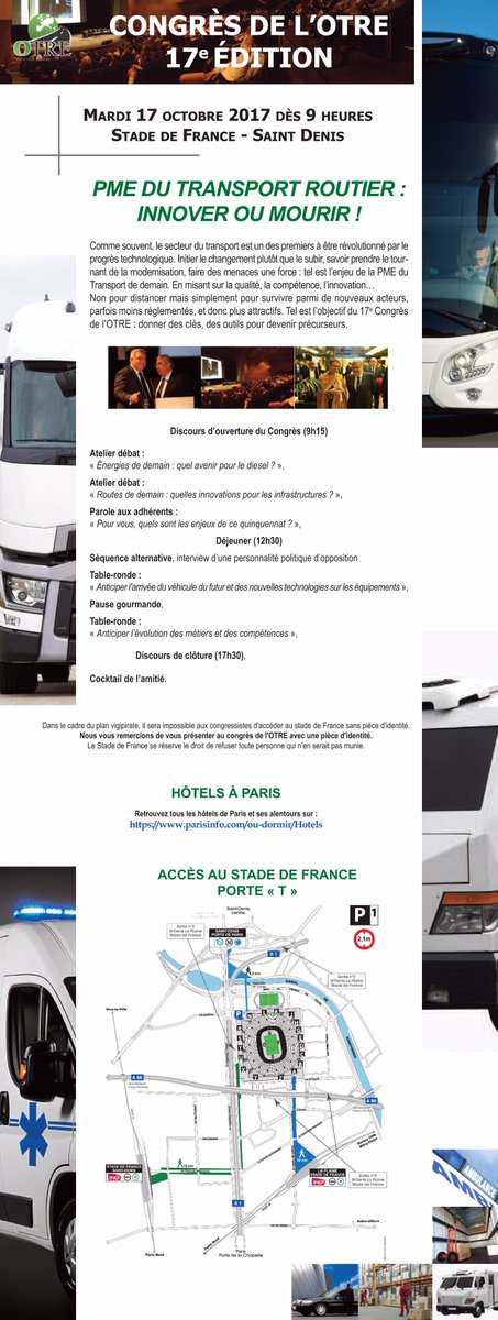 _OTRE_'s tweet image. @Elisabeth_Borne #transportroutier Programme complet du Congrès @_OTRE_ du 17.10.2017 au @StadeFrance #CSIAM #OPCATS cloud.agoraevent.fr/Site/118600/30…