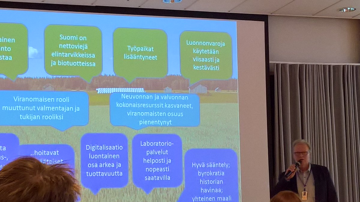 leenasuojala's tweet photo. Matti Puolimatka -maalainen, tutkija, viranomainen- visioi #Eviran seminaarissa: Yhteinen maali viranomaisilla ja elinkeinolla #ruokaketju https://t.co/NKbcEFAocK