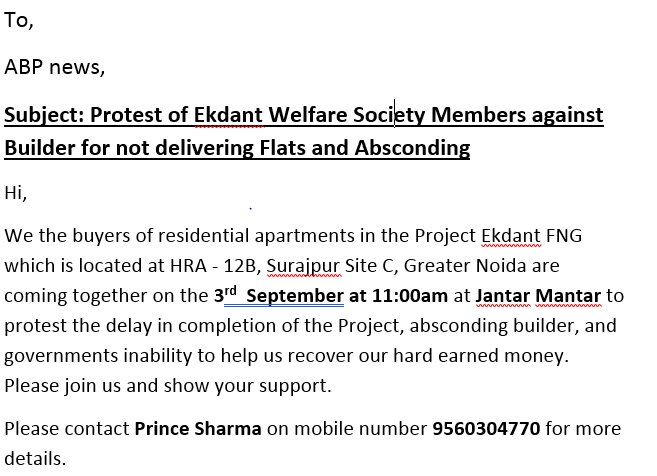 cena_sharma's tweet photo. @abpnewshindi Protest of Ekdant Welfare Society Members against Builder for not delivering Flats and Absconding https://t.co/BzQpyW5W0i