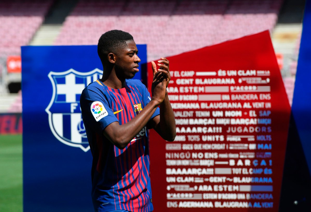 ✍️ New Barcelona signing Ousmane Dembélé 💪

How many goals for @Dembouz this season? ⚽️ #UCL