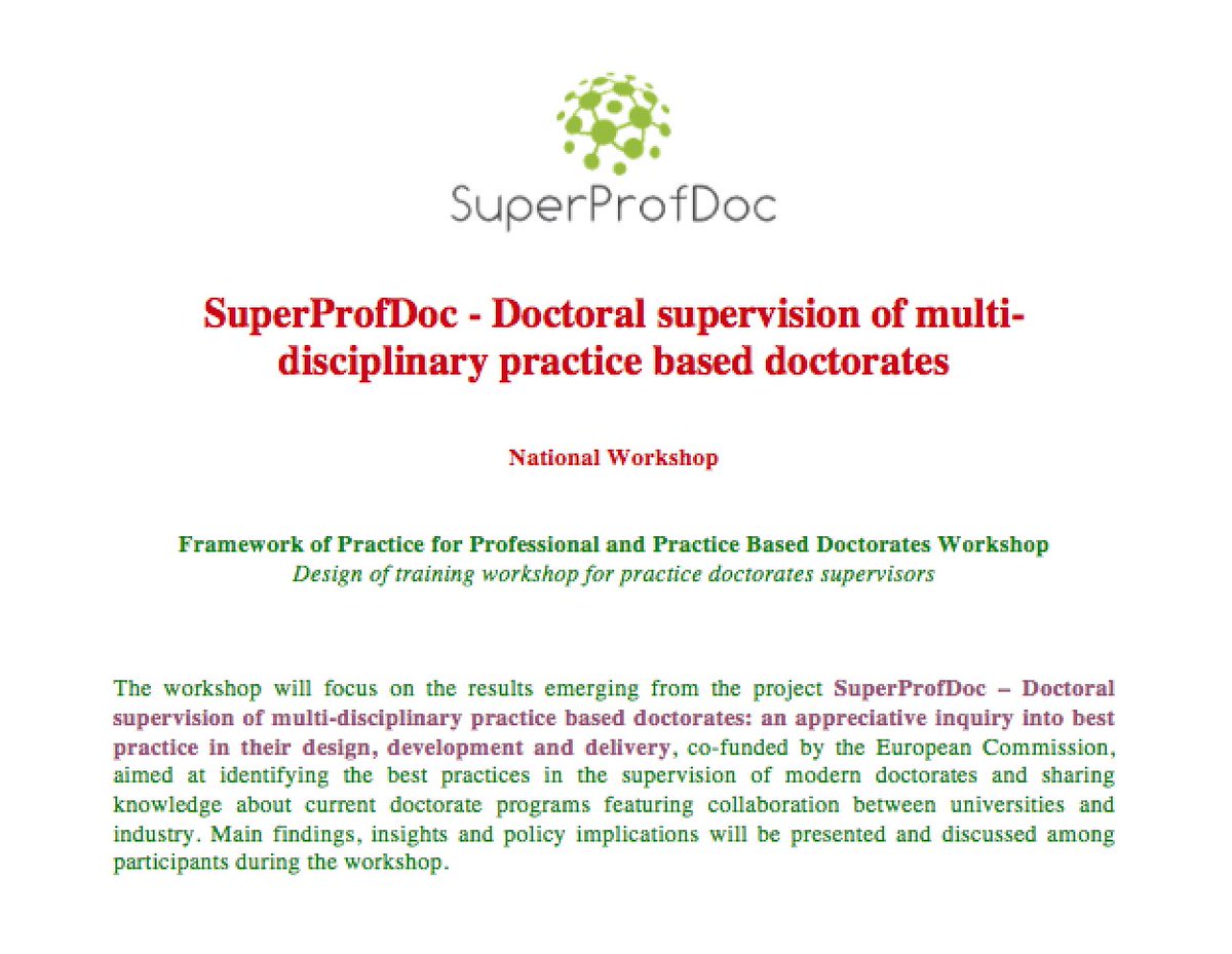 SuperProfDoc's tweet photo. Today at #Maastricht School of Management – SuperProfDoc workshop presenting the handbook for supervisors of modern doctorate candidates https://t.co/llf6o2iHvY