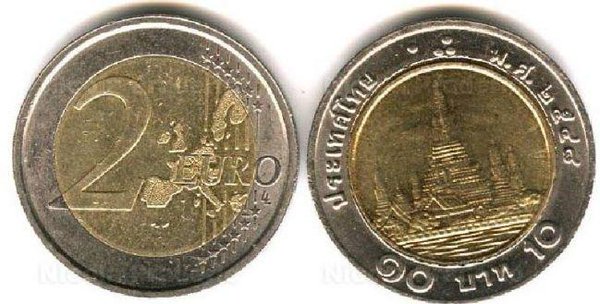 guardiacivil's tweet image. ¡¡¡Ojito!!! 
Estos son 10 Baht Thailandeses🇹🇭
Son muy parecidos a las monedas de 2 euros pero realmente valen 0,25 €
Que no te la cuelen