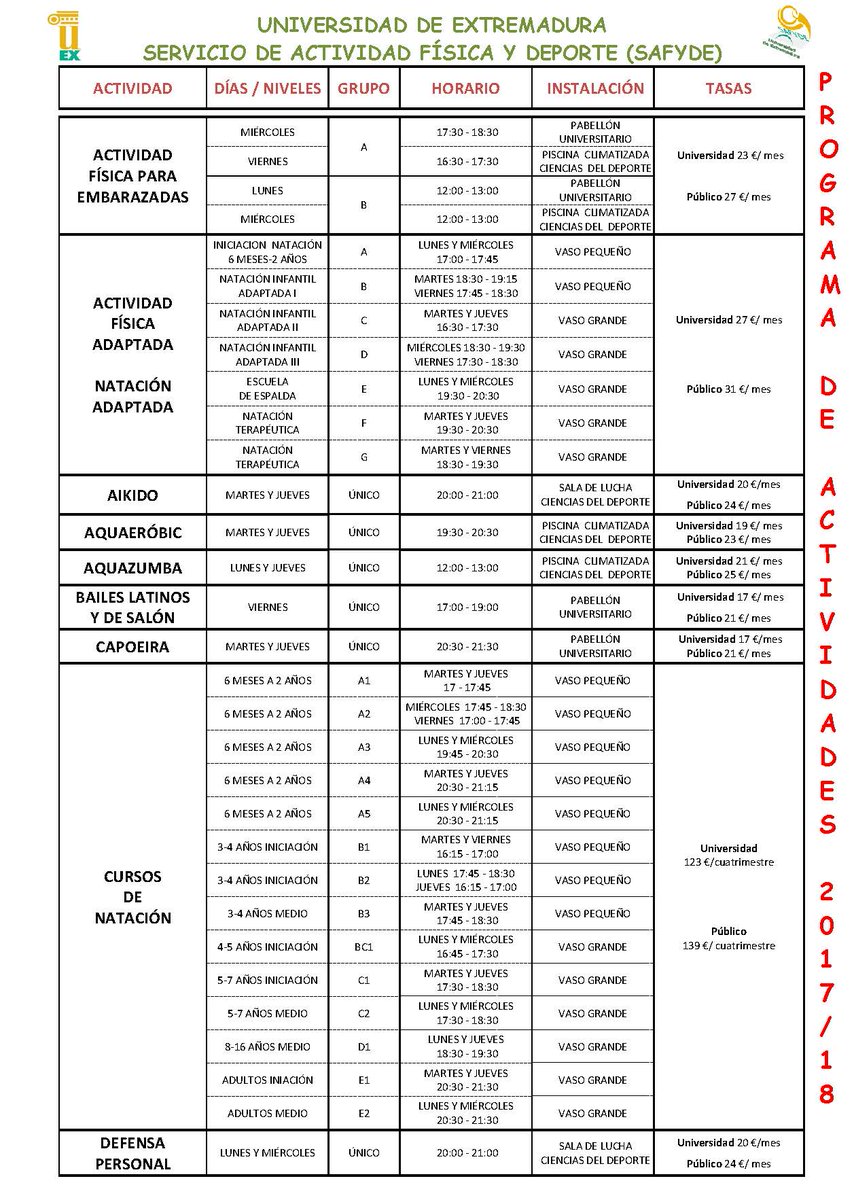 safydeuex's tweet photo. Menos de 72 horas para inicio de preinscripciones en nuestra variada oferta de ACTIVIDADES FÍSICO-DEPORTIVAS. ¡Que no se te pase el plazo! https://t.co/oRkmeBbQVe