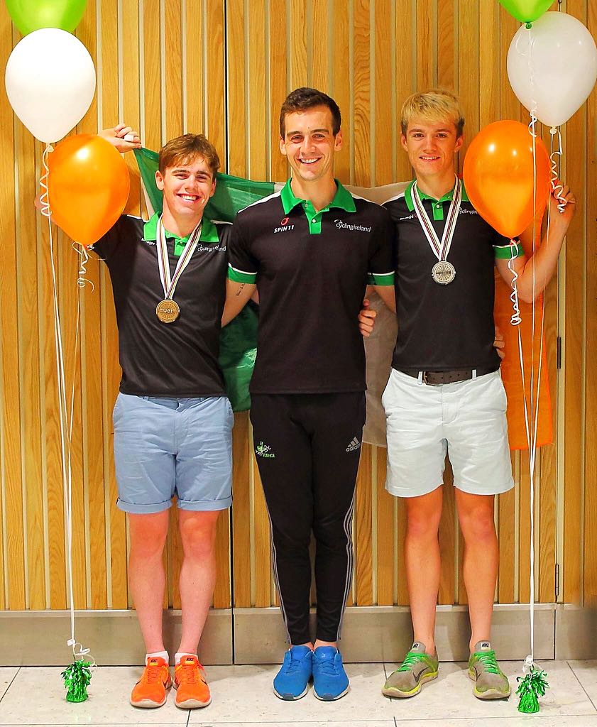 CyclingIreland's tweet photo. Massive well done and welcome home to these superstars! World medallists Xeno Young and JB Murphy arriving in Dublin last night! #soproud https://t.co/V70oWRrqD1