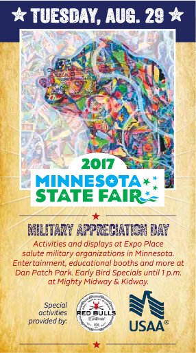 MNVeteran's tweet photo. Join us today at the great Minnesota get-togehter as @MNMilitaryRadio record two upcoming shows at the Twin Cities News Talk booth! https://t.co/qtdJnlnWds