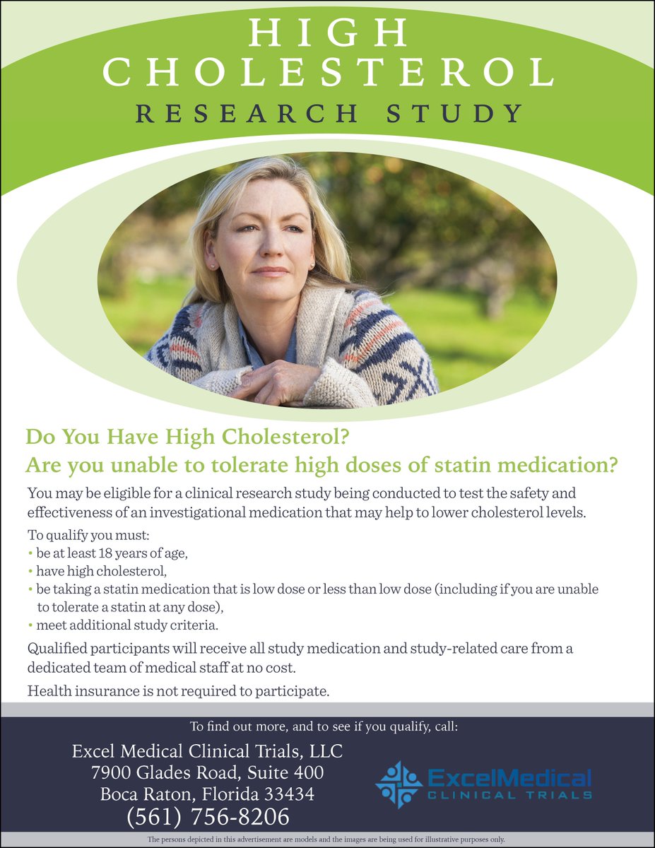 Do you have high cholesterol and are unable to tolerate high doses of statin medication? (561) 756-8206 #statinintolerance #clinicaltrials