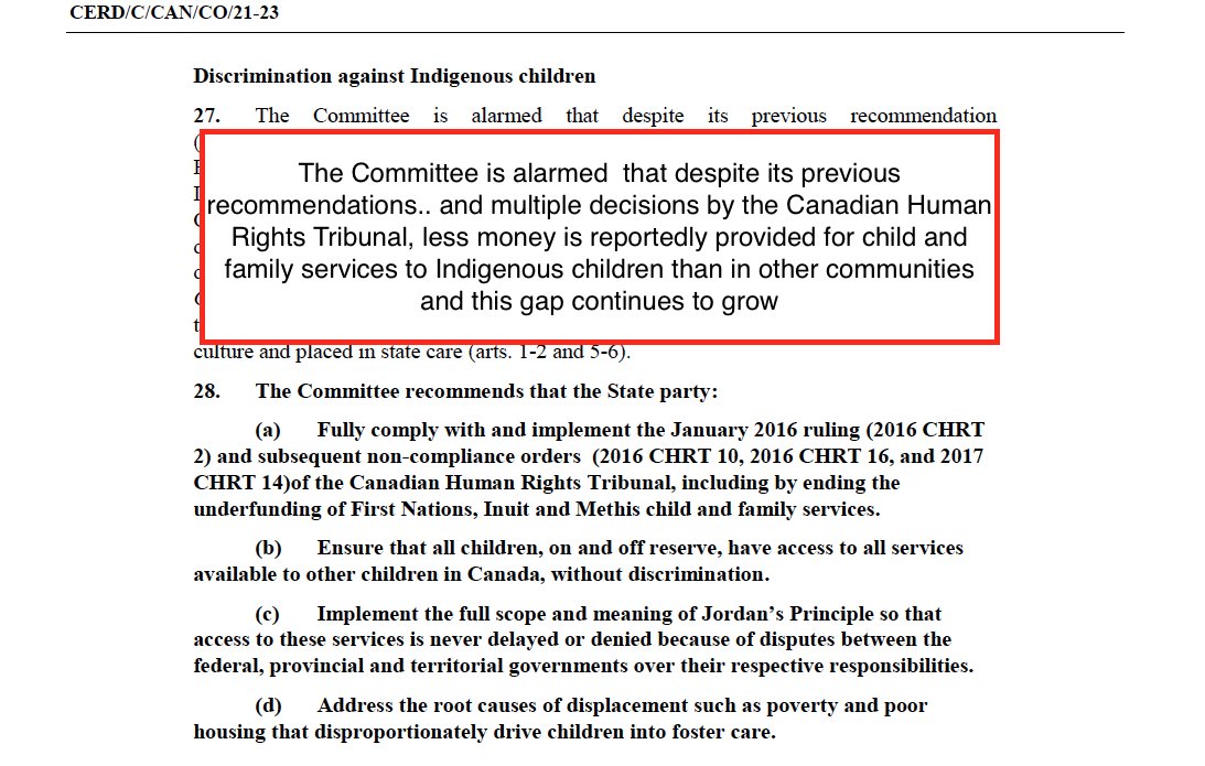 cblackst's tweet photo. UN alarmed at Canada continuing to provide less funding for First Nations children than other children receive. It should be. We should be https://t.co/reIjzLb7Ic