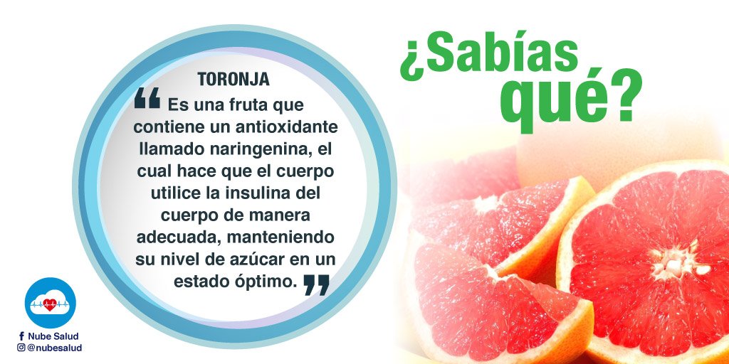 nubesalud's tweet photo. ¿Sabías qué?
TORONJA: Es una fruta que contiene un antioxidante llamado naringenina.
#ActitudNubeSalud https://t.co/lAQGOZabD0