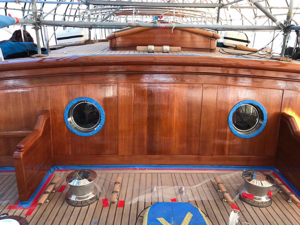 AbsolutBoatCare's tweet photo. The shipyard is cranking up as the #yachts come back from their Med season... our #ABCVarnish team has been aboard #sailing #yacht Lethantia https://t.co/Vpc18uooO3