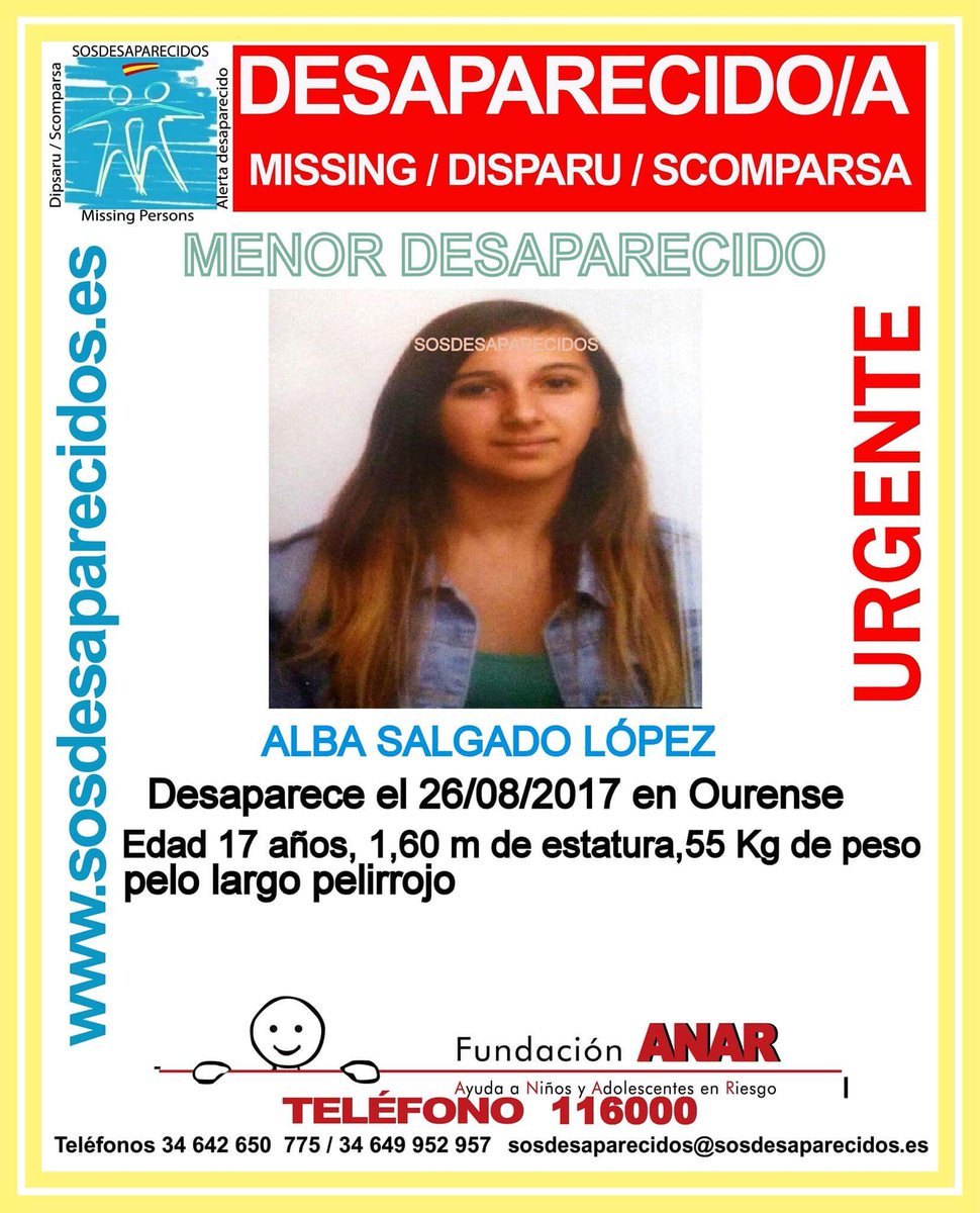 guardiacivil's tweet image. #MuyUrgente
Alba es una  menor que ha #desaparecido en #Ourense
Si la ves llama
📞062 
📞112
 📞091
Tu RT puede ayudar a su localización.
