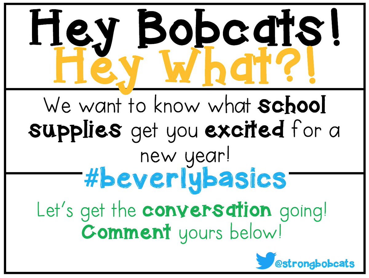 StrongBobcats's tweet photo. Share your favorite school supply! #beverlybasics #bobcatslearn #backtoschool2017 https://t.co/5pKOQMxNgE
