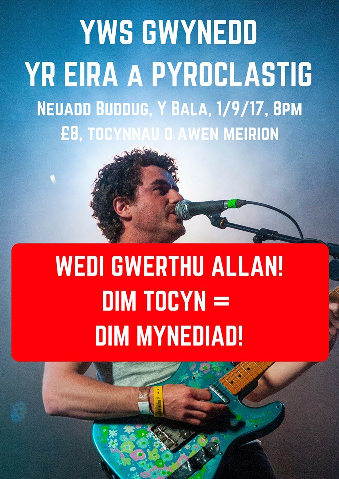 <a href="/ywsgwynedd/">Ywain Gwynedd</a> | <a href="/Yr_Eira/">YR EIRA</a> | <a href="/pyroclastig/">PYROCLASTIG</a> 
NEUADD BUDDUG 
Nos Wener YMA!