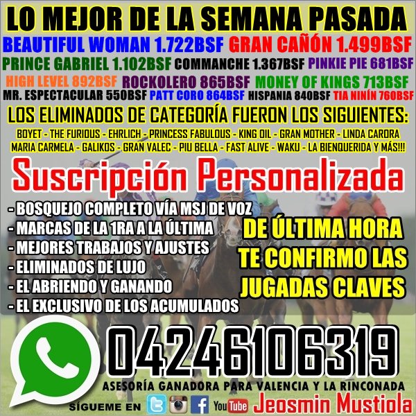 SUSCRIPCIÓN VIP DIRECTA 04246106319, OBTIENES DATAZOS COMO (GRAN CAÑÓN 1.499BSF, BEAUTIFUL WOMAN 1.722BSF, PRINCE GABRIEL 1.102BSF) LLÉVATE TODO: BOSQUEJO EN NOTA VOZ VÍA WHATSAPP, MEJORES TRABAJOS, AVIÓN, AVIONETA, GANADOR DE LA 1RA, CIERRE, MUERTOS  DIZXRvTWAAAHbTu