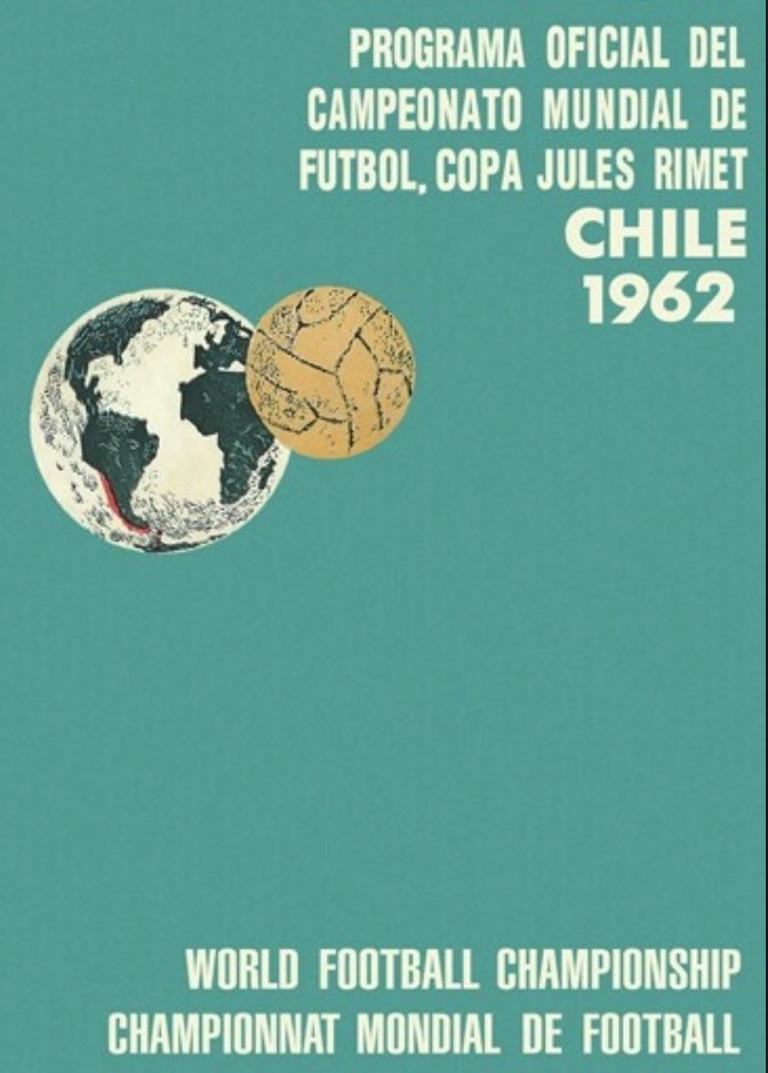 The 1962 World Cup programme. Great cover but badly produced and printed in such low numbers that it is now worth a small fortune.