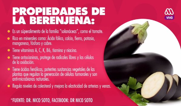 MuchoGustoMEGA's tweet photo. ¿Sabías que consumiendo BERENJENA puedes limpiar y aliviar el COLON? #SentirseBienMG https://t.co/S3pgYzJjfK