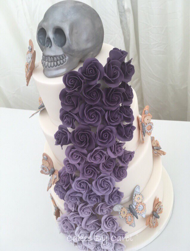 Cascading roses and steam punk Wedding cake #steampunk #weddingcake using the Steampunk mould from <a href="/Theoldpipingbag/">The-Old Piping Bag</a>