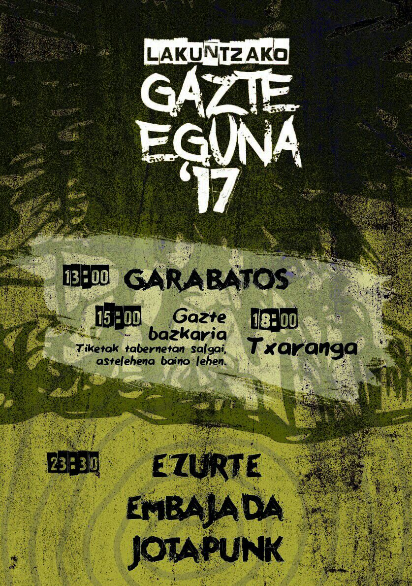 ezurte's tweet photo. Abuztuak 31 Agosto. LAkUNTzA!!! EZURTE...Embajada...JoTaPunk https://t.co/lbzrnkW9fR