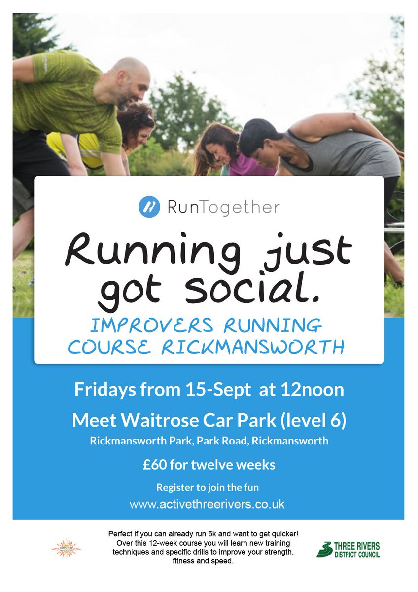 Join us for a run! 🏃‍♀️🏃

Daytime and evening beginners and improvers courses start from next week

Register at threerivers.gov.uk/egcl-page/lear…