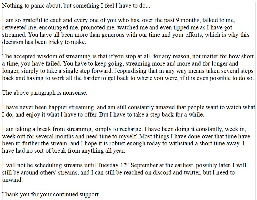 JonathanEllson's tweet photo. Just a small announcement. I know you will all understand.

#TeamEmmmmsie 
#SupportSmallStreamers
#StreamingBreak
https://t.co/9DocGGpqh2 https://t.co/RGgzpCu4ip