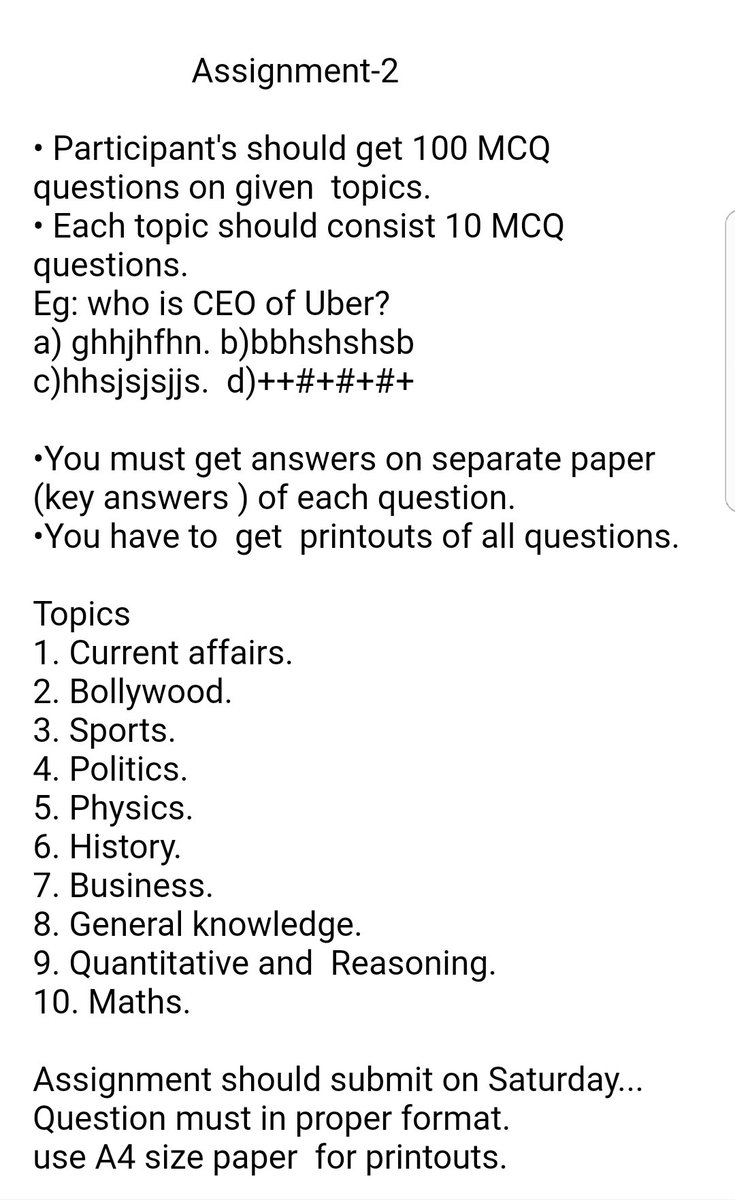 gogtebca's tweet photo. BRAINZUP (Quiz) Assignment-2 https://t.co/GzdKw1x0pm