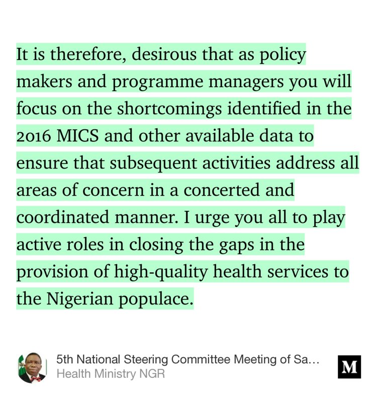 My charge to 36 States + FCT Health Commissioners on sub-optimal 2016 MICS as I directed preparations for 2017 SMART medium.com/@Fmohnigeria/r…