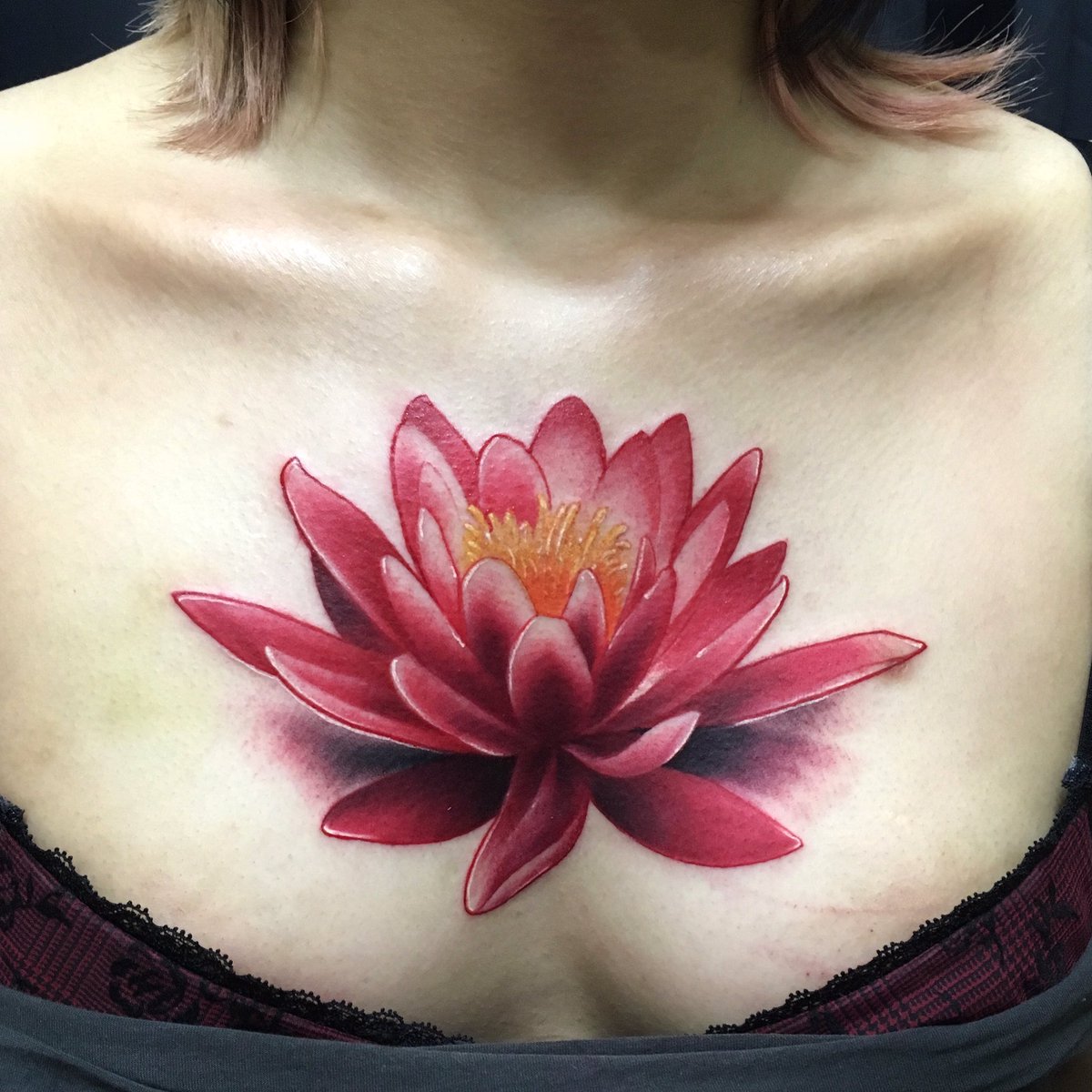 k t on twitter water lily on chest done at tokyo japan tattoo