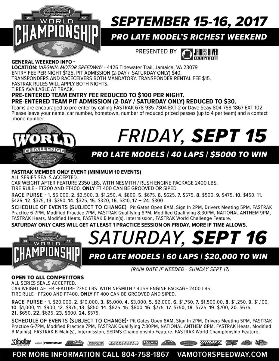 UltimateProLate's tweet photo. Reminder to drivers: save up to $90 by calling 678-935-7304 ext 2 to preregister for the World Championship weekend! https://t.co/jmIRvDh9bX