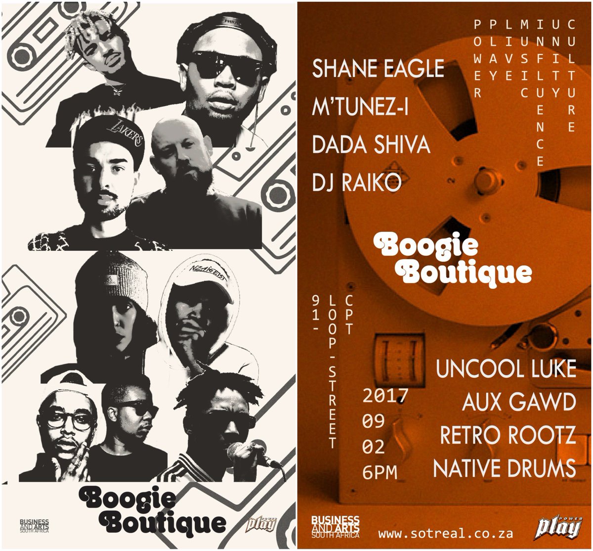 Saturday 6pm 🔥#BoogieBoutique @WritersBenchCpt <a href="/Shane_Eagle/">Eagle</a> <a href="/Aux_Gawd/">Ayanda</a> <a href="/TheNativeDrms/">Beats People Movement</a> @Tunez_iAM @raikomyman @SoTreal <a href="/PlayEnergyDrink/">Play Energy Drink</a>