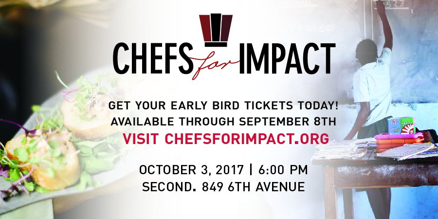 Come celebrate with us on 10/3/17! Gourmet Food and a GREAT Cause! Don't miss out on Early Bird tickets #chefsforimpact #nycchefs #Foodie