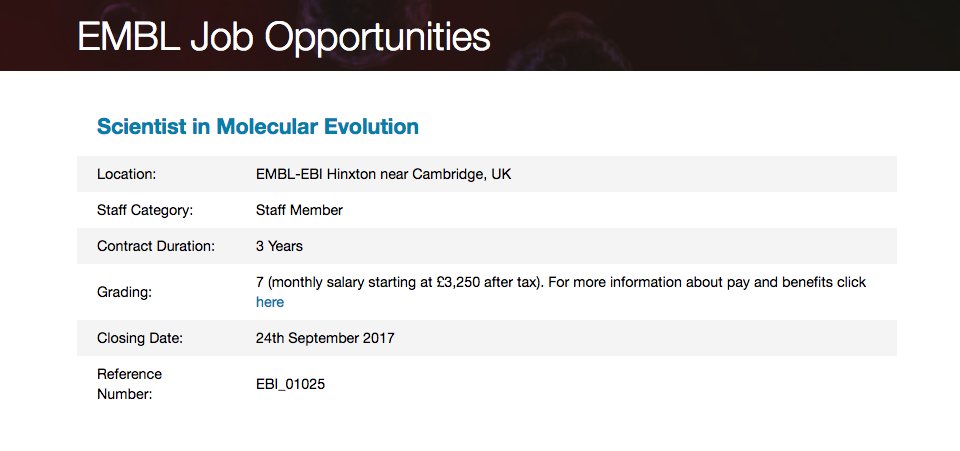 EMBLEBIjobs's tweet image. #Scientist in #MolecularEvolution to join @EBIgoldman #scijobs #vacancy embl.de/jobs/searchjob…