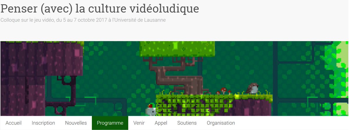 🎓 Programme du colloque "Penser (avec) la culture vidéoludique" à <a href="/unil/">Université de Lausanne</a>
Dates : 5/6/7 octobre 2017
wp.unil.ch/colloquejv2017…