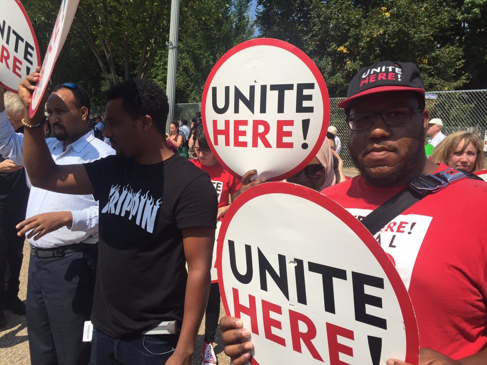 unitehere's tweet photo. We will continue to stand up and #DefendDACA. All races. All religions. All immigrants. #HereToStay #1u #ProtectionForAll https://t.co/mOnHH4h5eB