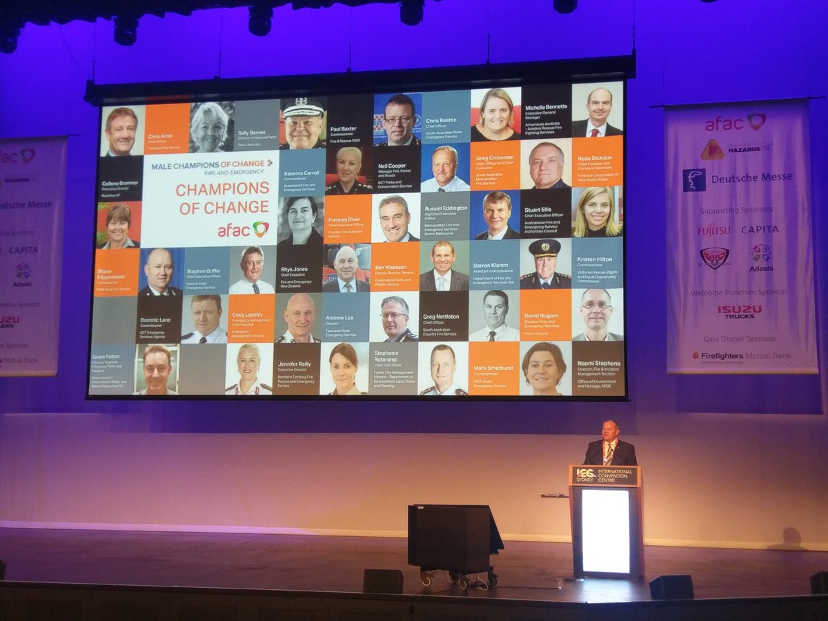 Our President <a href="/FRNSW/">Fire and Rescue NSW</a> Commissioner Paul Baxter QSO formally launches the Fire and Emergency <a href="/malechampions/">Champions of Change Coalition</a> at #AFAC17