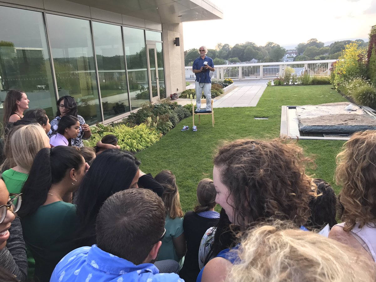 CHCMasselli's tweet photo. The first day of our residency orientation comes to a conclusion with a nice gathering up on our rooftop #PostGradTraining @CHCConnecticut https://t.co/rZ8qGQNaqv