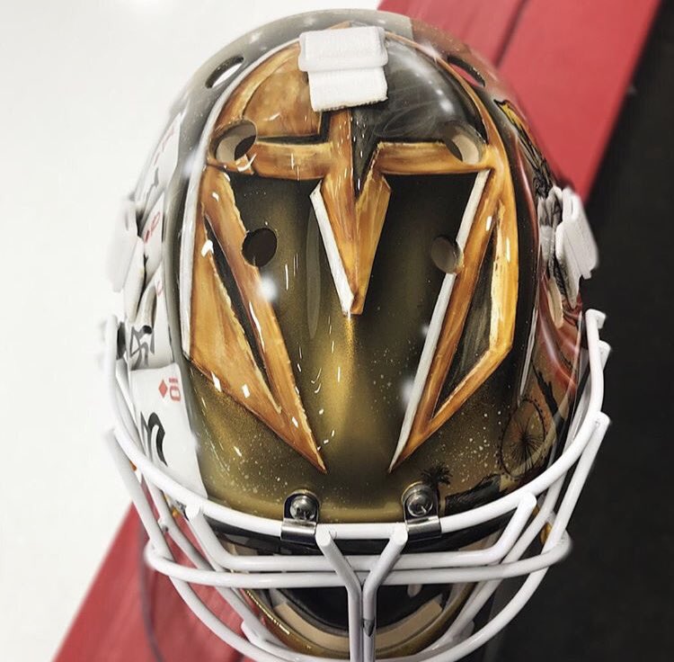 SinBinVegas's tweet photo. VGK's IG posted close up pictures of Packard's mask. #PicksMaskContest https://t.co/KMWzZkCFmd https://t.co/mzJ1P5jbsm