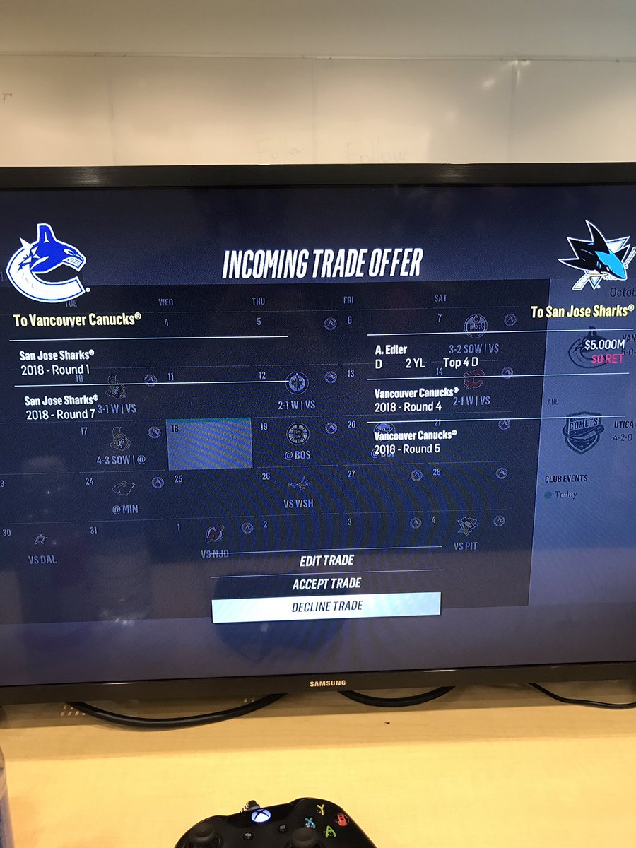xTechHockey's tweet photo. All of this was within 3 months. Similar trades just from putting the twins and Edler on the block https://t.co/OpFVbiEP5T