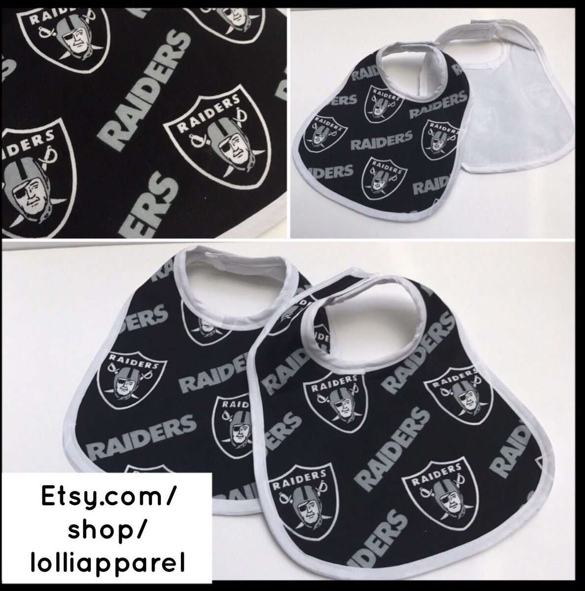 LolliApparel's tweet photo. Baseball season is here! #babybibs #giftsforbaby #football #futurefan #oaklandraiders #blackandsilver https://t.co/pjARgn9DIj