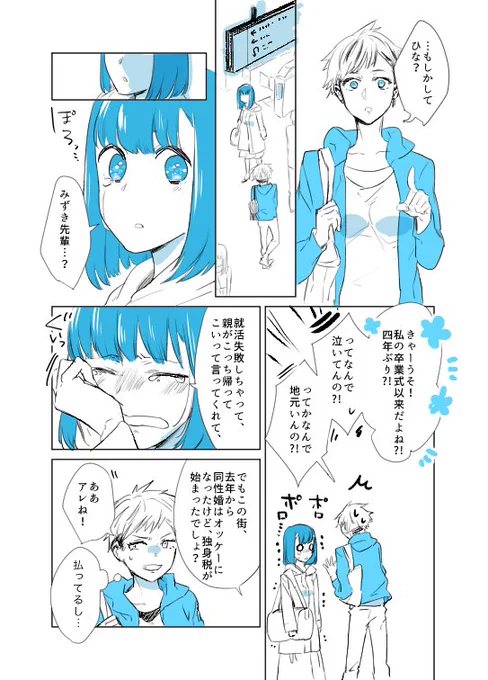 独身税ゆり漫画【２】かきました #創作百合
【１】→ 