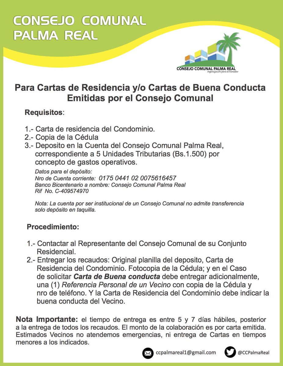 ccpalmareal's tweet photo. Información de interes sobre la emisión de cartas de residencia y de buena conducta. https://t.co/QCsjPcyojZ