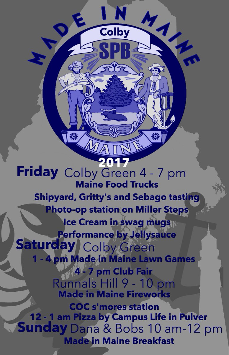 ColbySPB's tweet photo. Get excited for the new semester with Maine themed festivities. Food trucks, Fireworks, free swag and more!
https://t.co/6HAidYo01t https://t.co/YnnkR7dY9U