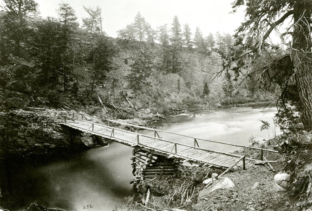 YellowstoneNPS's tweet photo. #OnThisDay in 1871, General Howard & forces arrived at Baronett’s Bridge to find it burned by Yellow Wolf's scouting party. #NezPerce140 https://t.co/zIAhYzif5h
