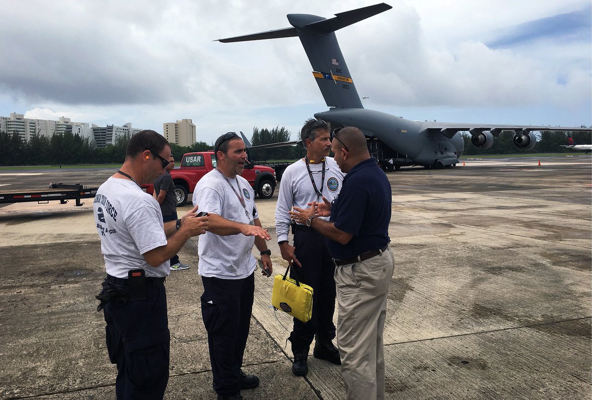 fema's tweet photo. VA Task Force 2 arrived in PR to provide assistance for #Irma. We also have staff in the U.S. Virgin Islands to support Irma operations. https://t.co/mkLQa9jmSr