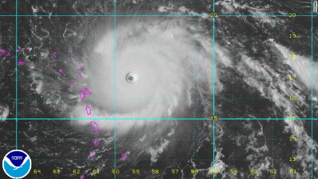cnnbrk's tweet photo. Irma, with sustained winds of 185 mph, nears record for strongest hurricane in Atlantic. In 1980, Allen hit 190 mph https://t.co/eREuPNCgph https://t.co/wJtLmmvFwX