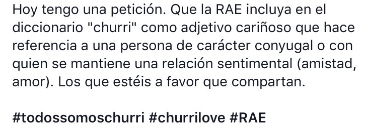 Tengo una petición <a href="/RAEinforma/">RAE</a> . Cada vez se escucha más en la calle.