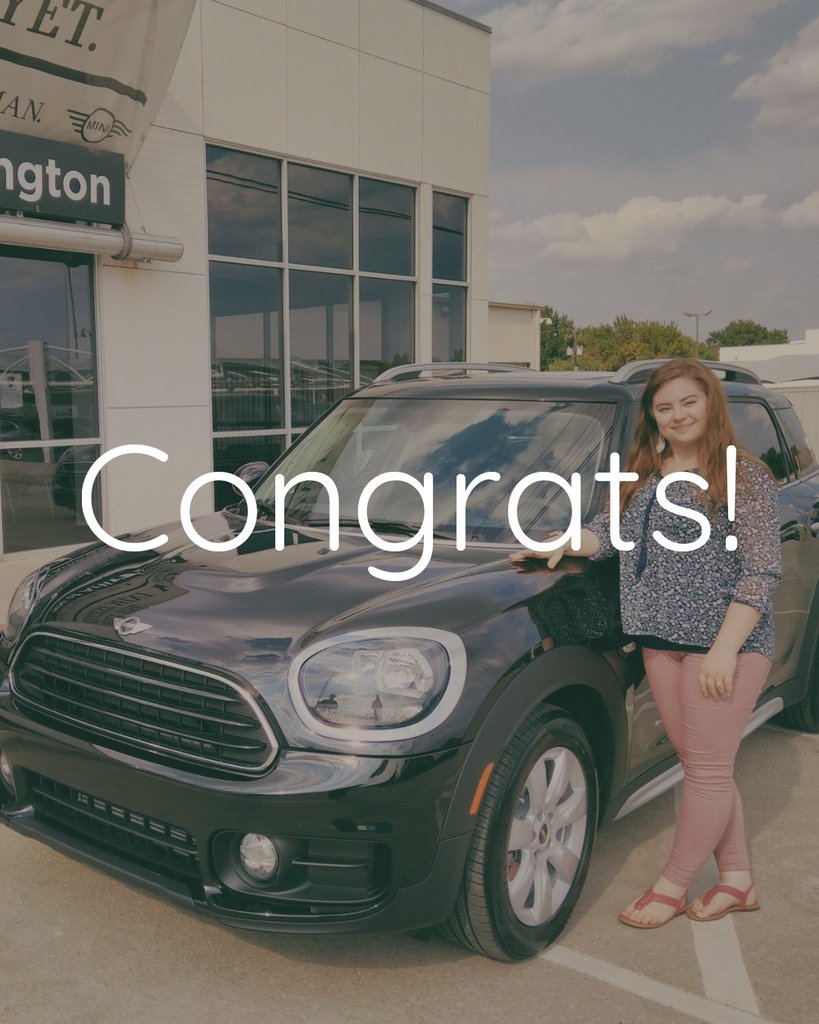 axiomseekr's tweet photo. Whitney next to her new #2018MINICountryman you go enjoy it! @ArlingtonMINI #ask4Pedro #DFWMINI https://t.co/VmtCIjwkF2